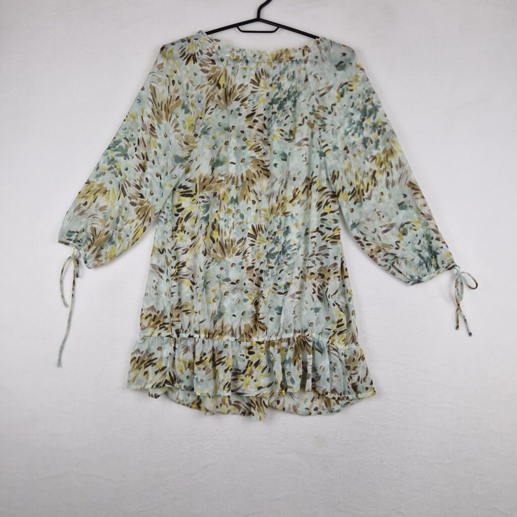 Old Navy Maternity Womens Light Blue Green Floral Dress Size M Chiffon Boho Ruffle