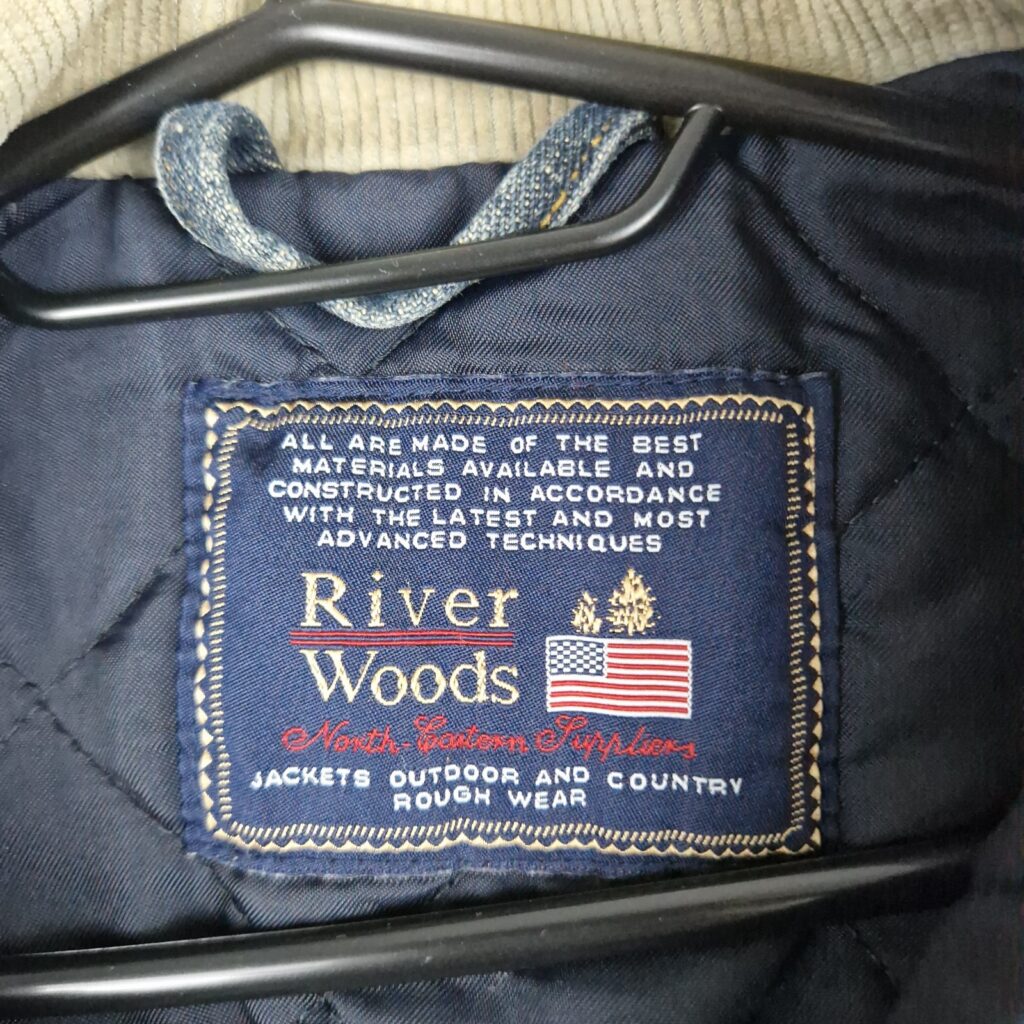 River Woods Mens Blue Denim Jacket Size S Cotton Y2K Style Corduroy Collar