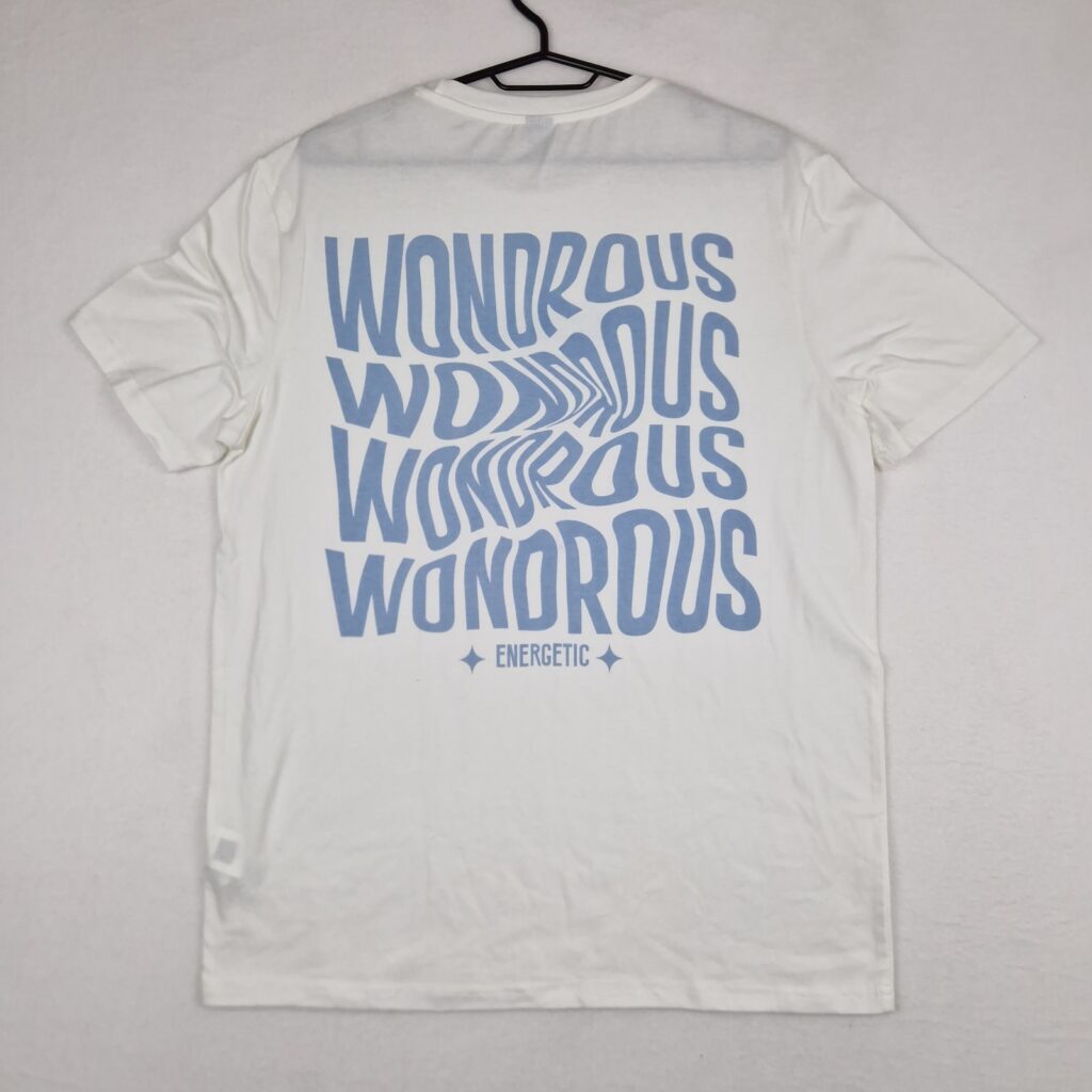 Manfinity Mens White Graphic T Shirt Size M Polyester Cotton Stretch Crew Neck