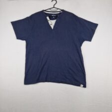 Identic Mens Navy Blue Henley T Shirt Size XXL Cotton Short Sleeve Casual Top