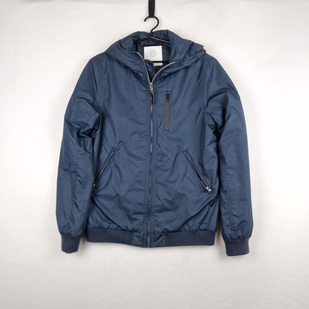 Elvine Mens Blue Bomber Jacket Size S Nylon Hooded Zip Up Lightweight Casual Outerwear