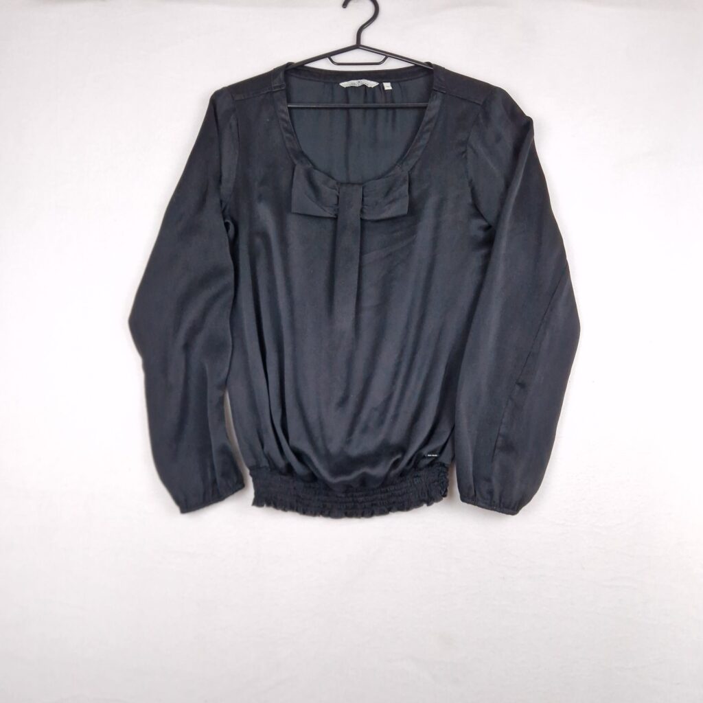 Tom Tailor Womens Black Blouse Size 36 Polyester Long Sleeve Elastic Waist