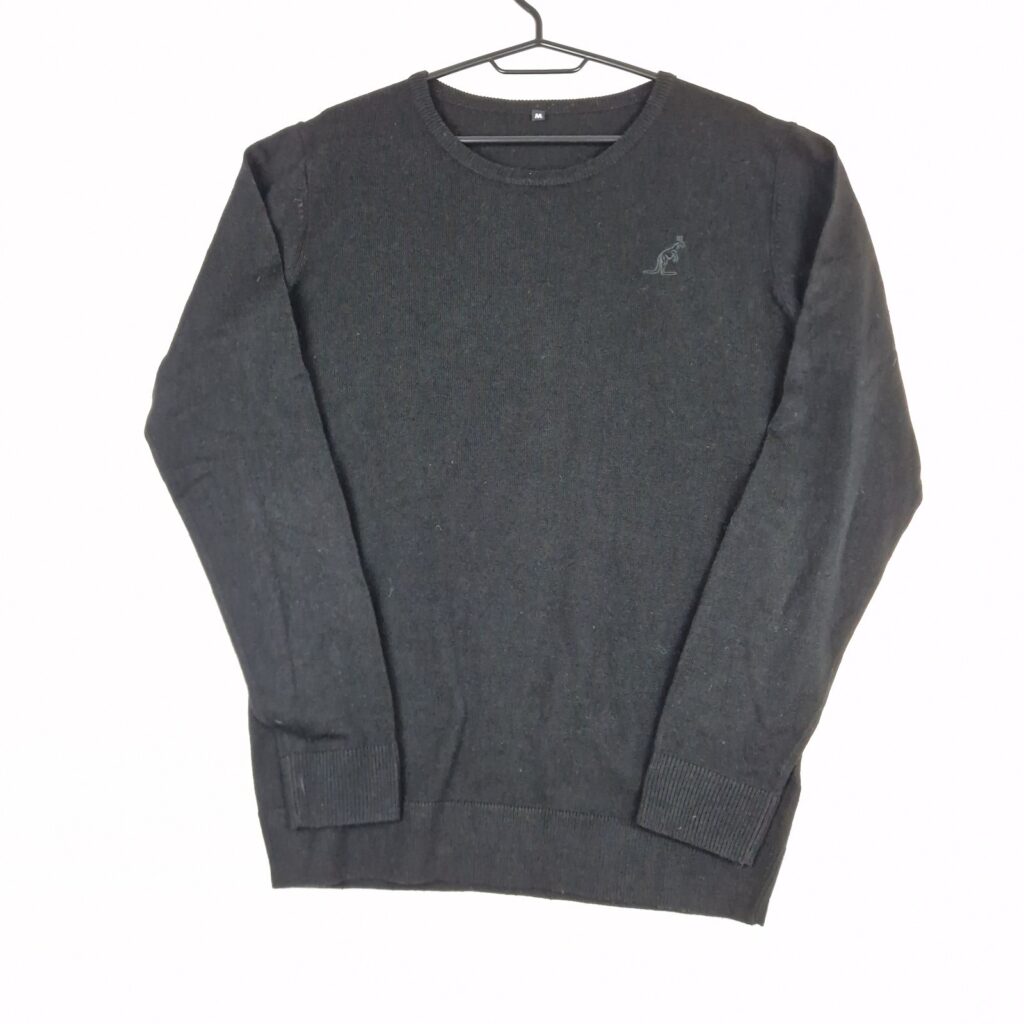 Australian Mens Black Knit Sweater Size M Acrylic Crew Neck Jumper Pullover