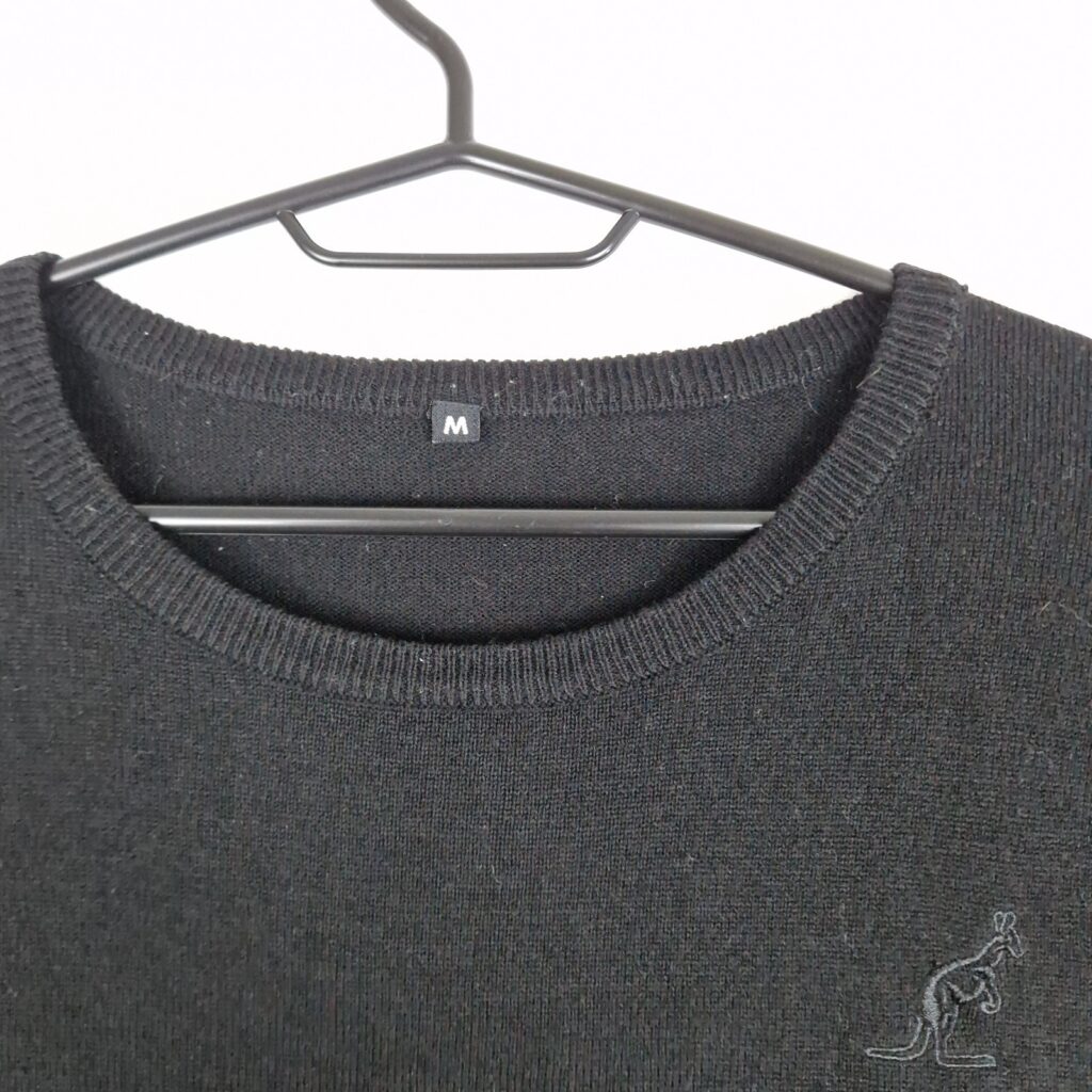 Australian Mens Black Knit Sweater Size M Acrylic Crew Neck Jumper Pullover