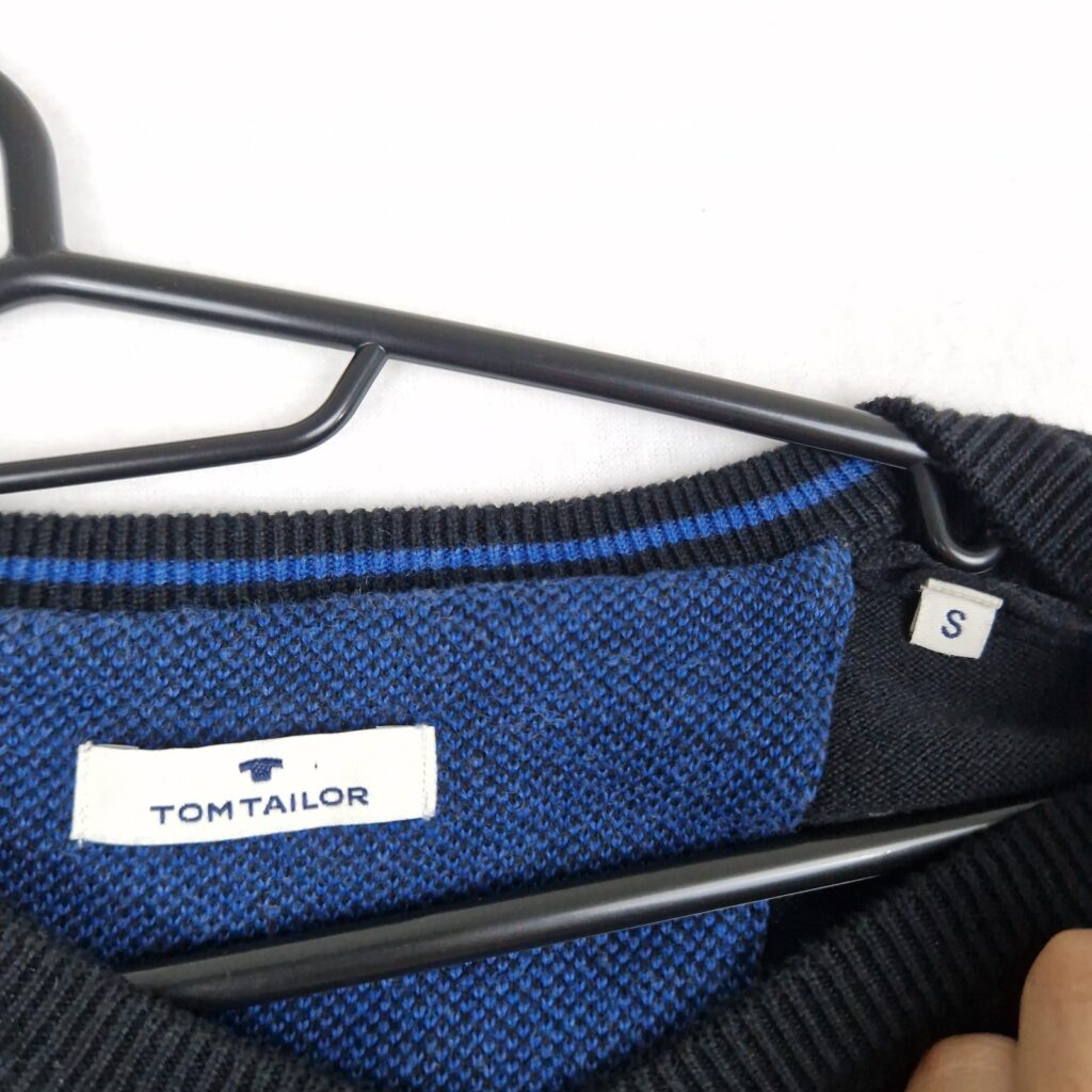 Tom Tailor Mens Black Pullover Jumper Size S Cotton V Neck