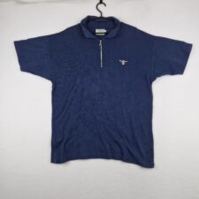 Chiemsee Mens Blue Vintage Zip Polo Shirt Size XL Cotton 90s Sportswear