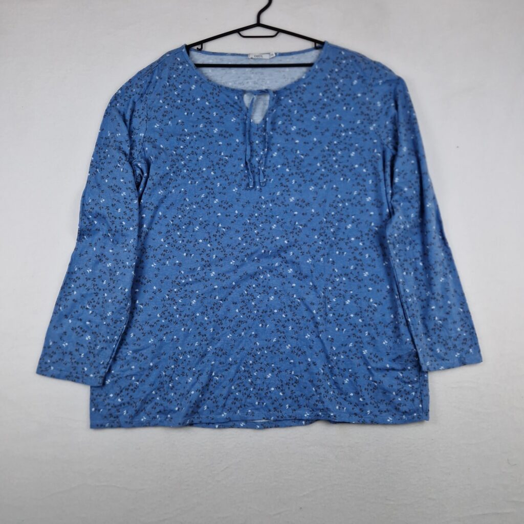 Cecil Womens Blue Floral Blouse Size XXL Cotton Blend Long Sleeve Casual Top