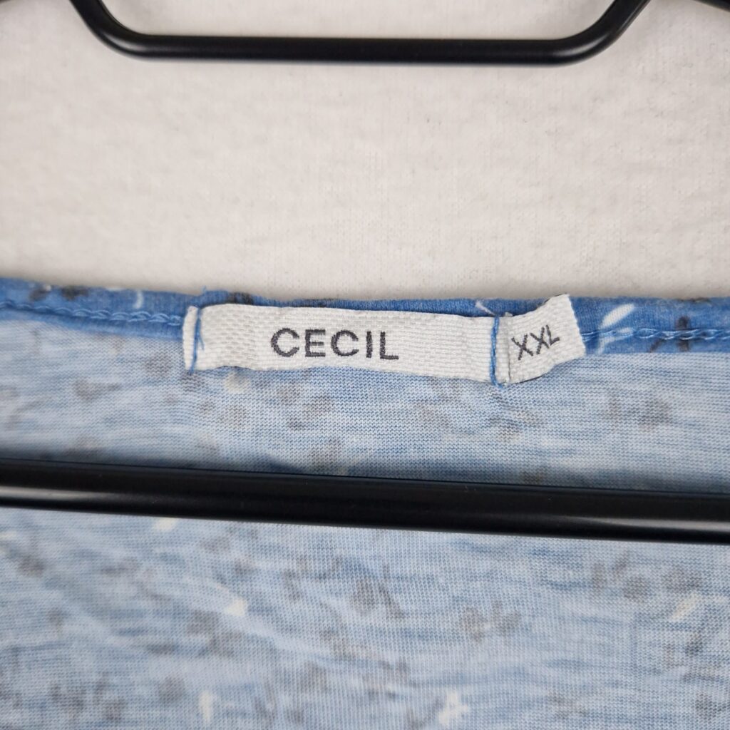 Cecil Womens Blue Floral Blouse Size XXL Cotton Blend Long Sleeve Casual Top