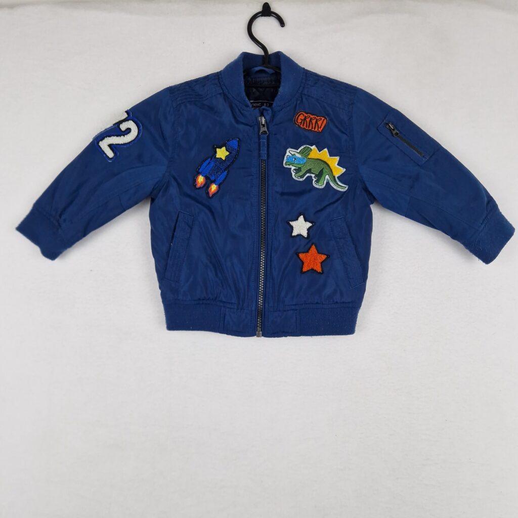 Next Boys Blue Padded Bomber Jacket Size 12-18 Months 86cm Zip Up