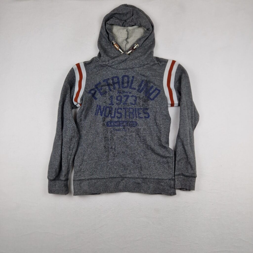 Petrol Industries Boys Grey Hoodie Size 164 Cotton Vintage Workwear Pullover