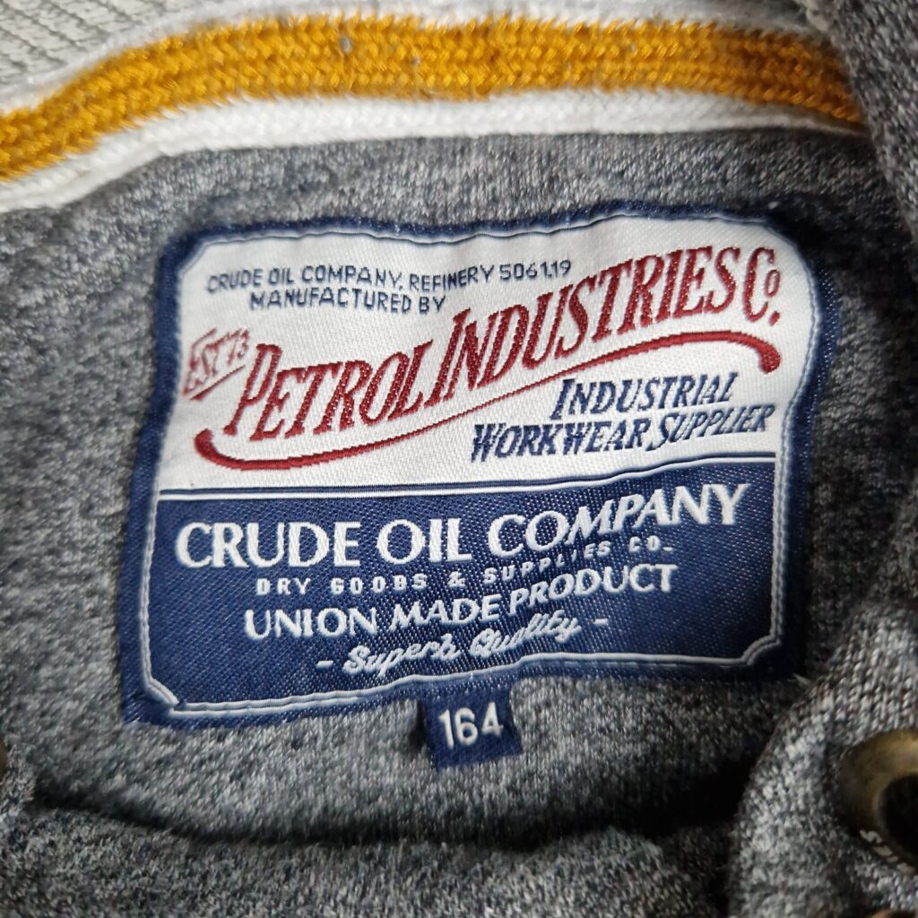 Petrol Industries Boys Grey Hoodie Size 164 Cotton Vintage Workwear Pullover