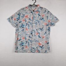 GAP Mens Grey Floral Hawaiian Shirt Size M Cotton Short Sleeve Button Up