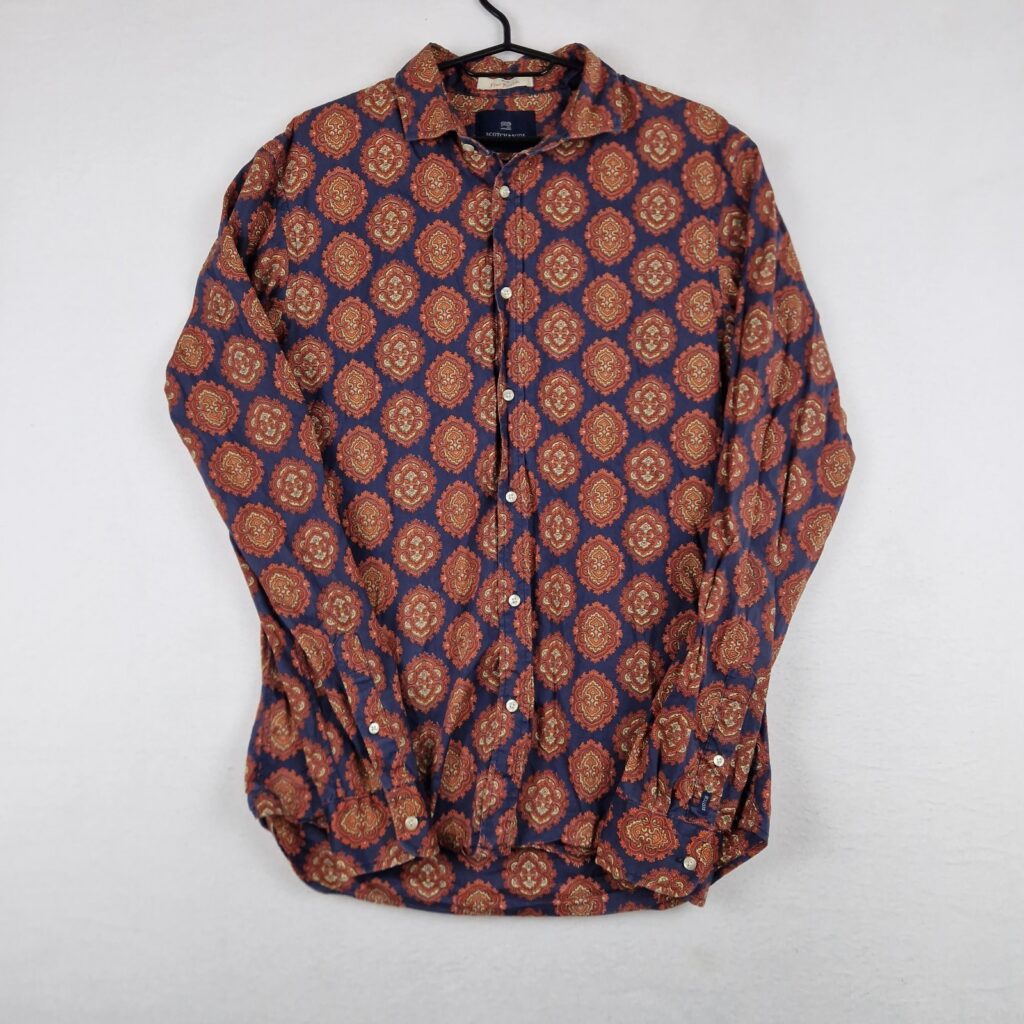 Scotch & Soda Mens Blue Multicolor Paisley Shirt Size M Cotton Long Sleeve