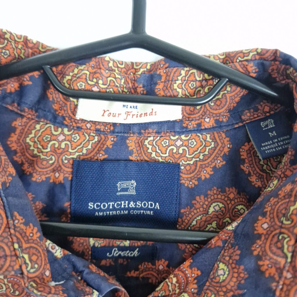 Scotch & Soda Mens Blue Multicolor Paisley Shirt Size M Cotton Long Sleeve