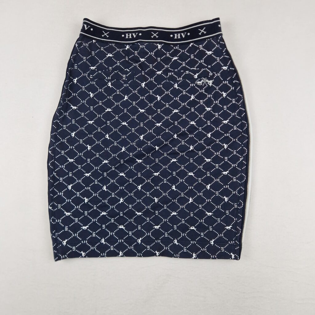 HV Society Womens Blue Pencil Skirt Size 36 Cotton Blend Logo Print