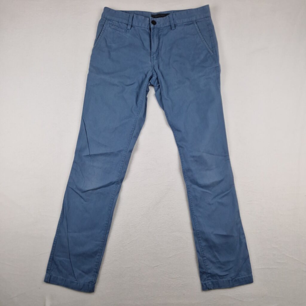 Angelo Litrico Mens Blue Chino Pants Size W33 L34 Cotton Slim Leg Trousers
