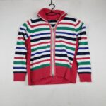 Witteveen Womens Multicolor Striped Knit Cardigan Size M Cotton Zip Up Sweater