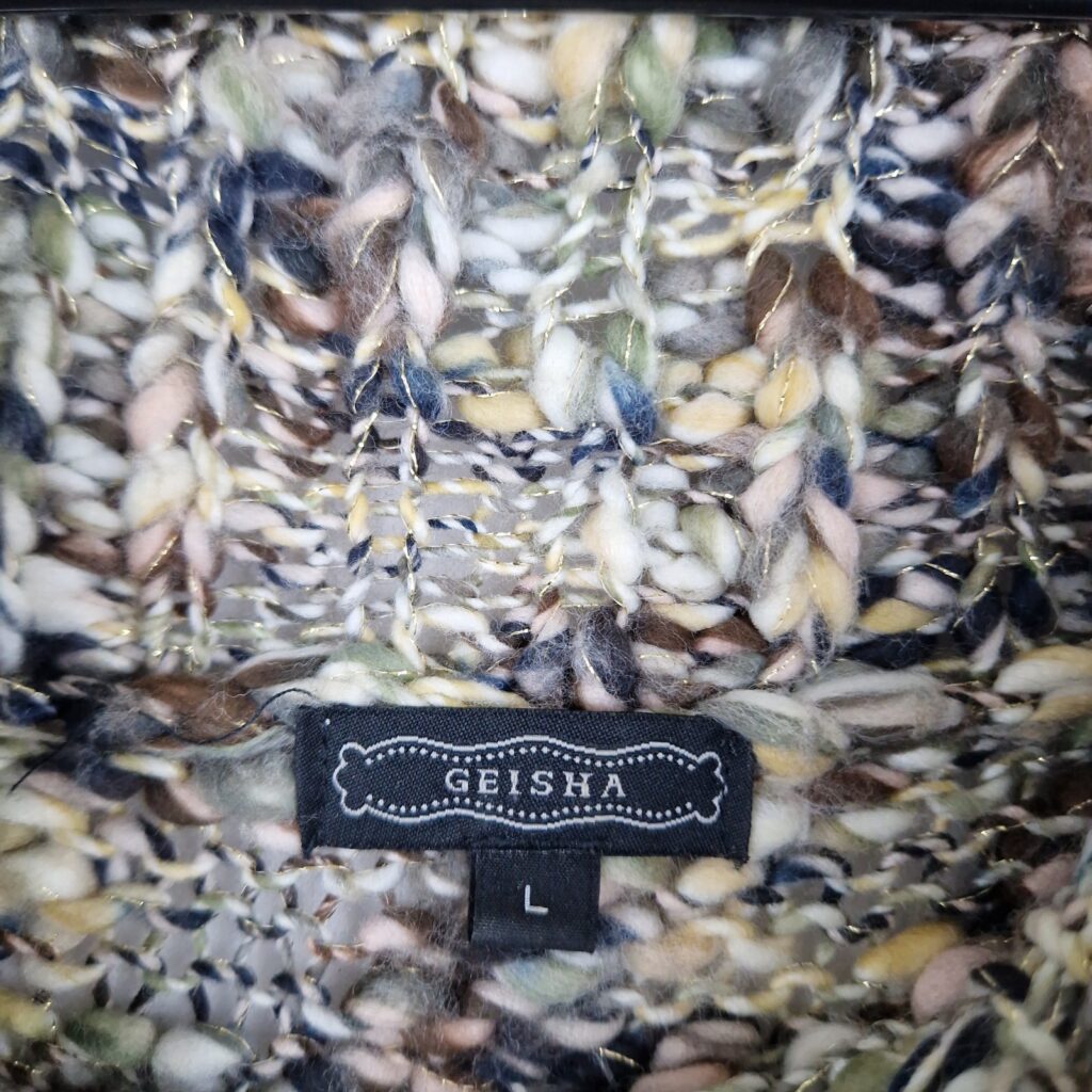 Geisha Womens Multicolor Knit Sweater Size L Chunky Acrylic Blend Long Sleeve