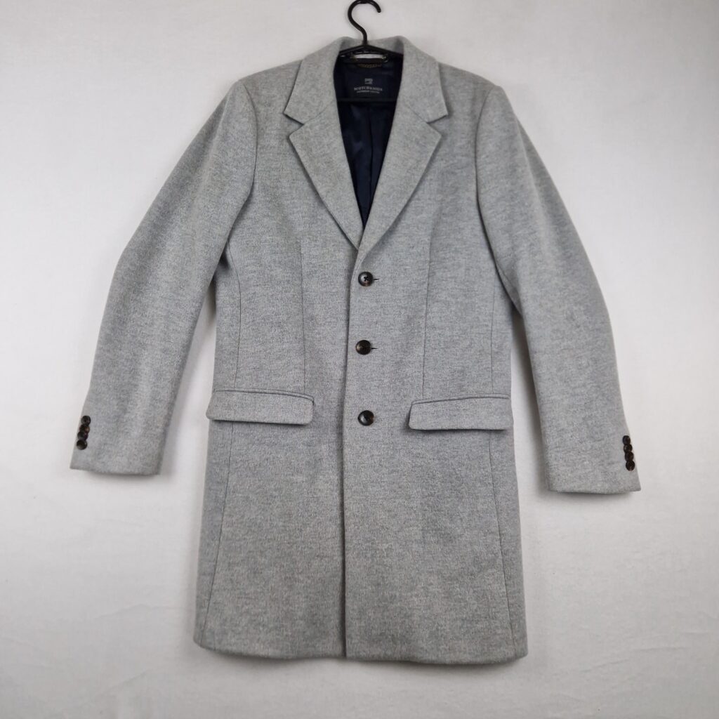 Scotch & Soda Mens Grey Coat Size S Wool Blend Long Button Up