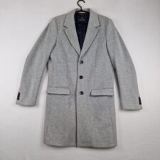 Scotch & Soda Mens Grey Coat Size S Wool Blend Long Button Up