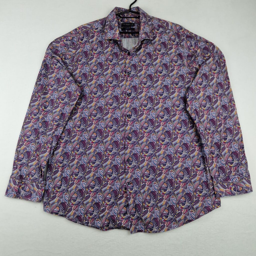 Westbury Premium Mens Purple Paisley Long Sleeve Shirt Size XL 43 44 Cotton