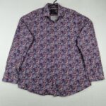 Westbury Premium Mens Purple Paisley Long Sleeve Shirt Size XL 43 44 Cotton