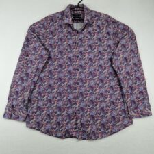 Westbury Premium Mens Purple Paisley Long Sleeve Shirt Size XL 43 44 Cotton