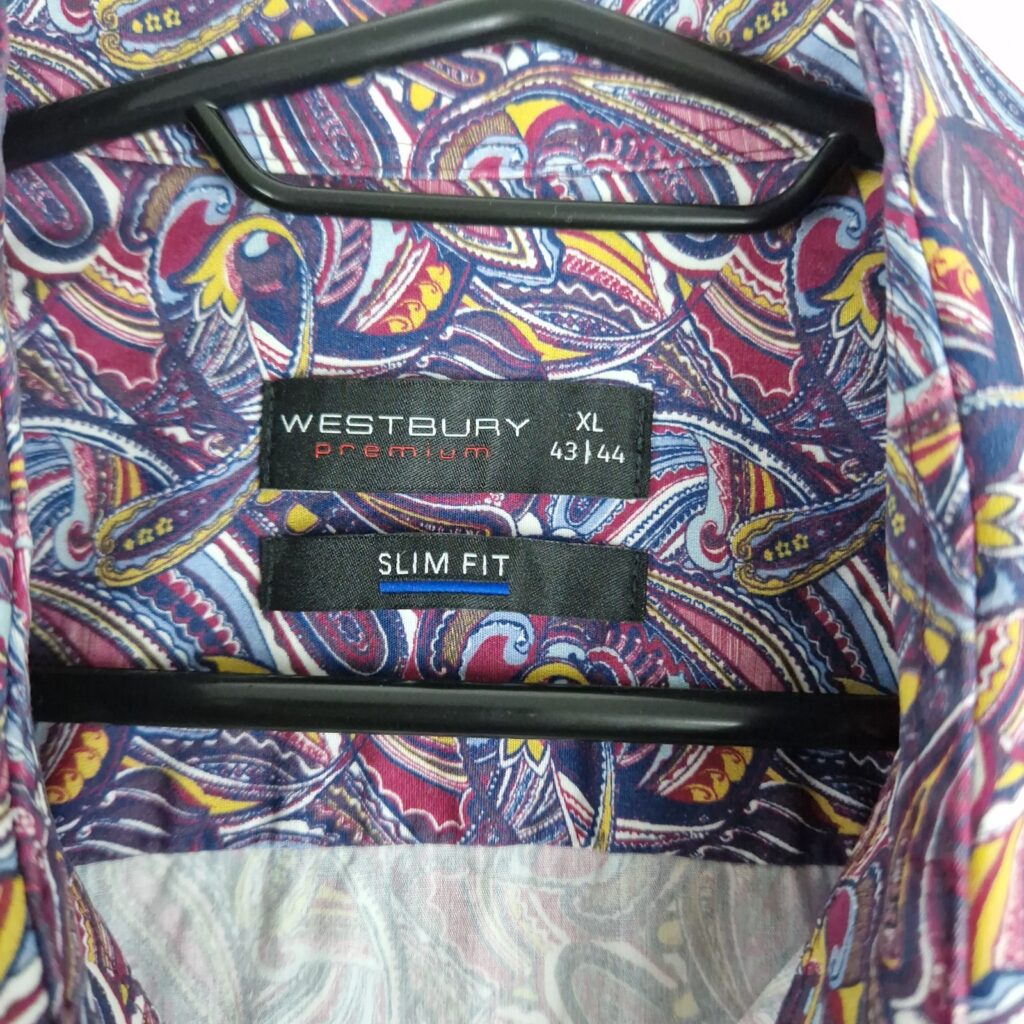 Westbury Premium Mens Purple Paisley Long Sleeve Shirt Size XL 43 44 Cotton