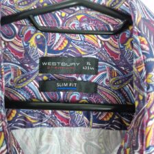 Westbury Premium Mens Purple Paisley Long Sleeve Shirt Size XL 43 44 Cotton