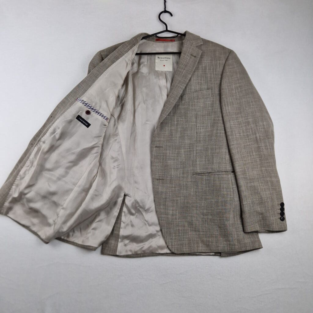 Benvenuto Mens Beige Textured Tailored Blazer Size 52
