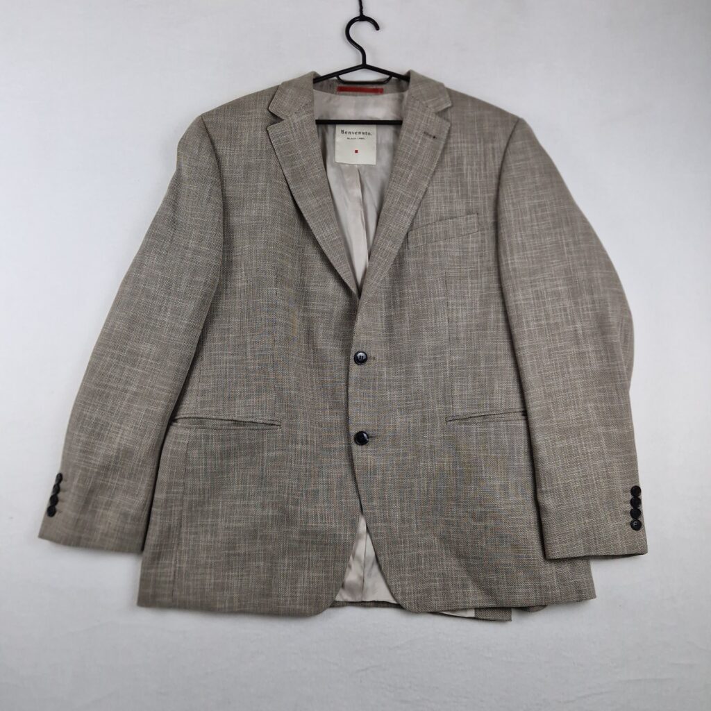 Benvenuto Mens Beige Textured Tailored Blazer Size 52