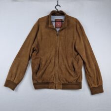 Vintage Trapper Mens Brown Suede Leather Bomber Jacket Size 52 Zip Up