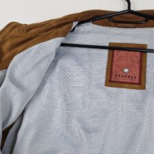 Vintage Trapper Mens Brown Suede Leather Bomber Jacket Size 52 Zip Up