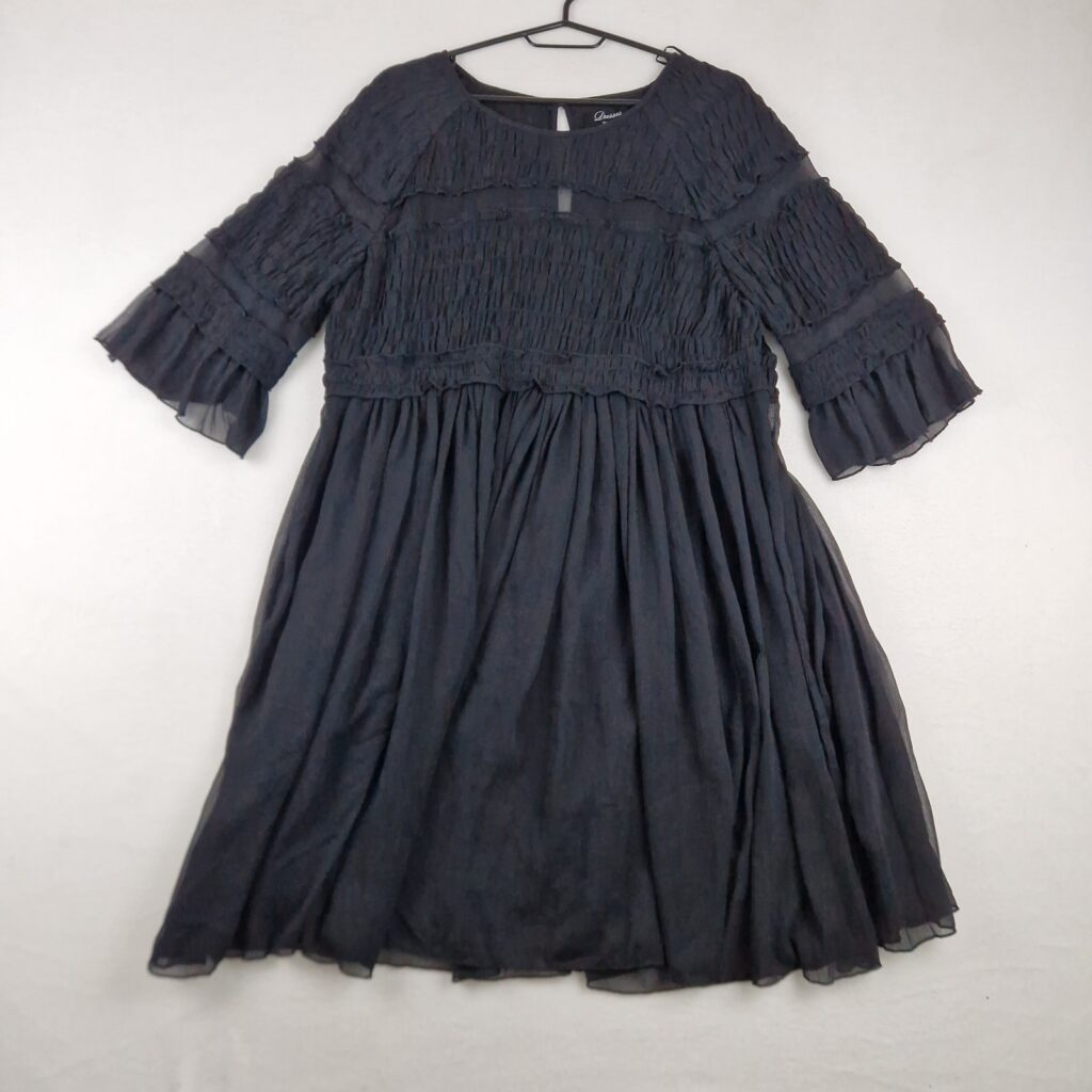 Yessica Womens Black Sheer Long Sleeve Smocked Dress Size 44