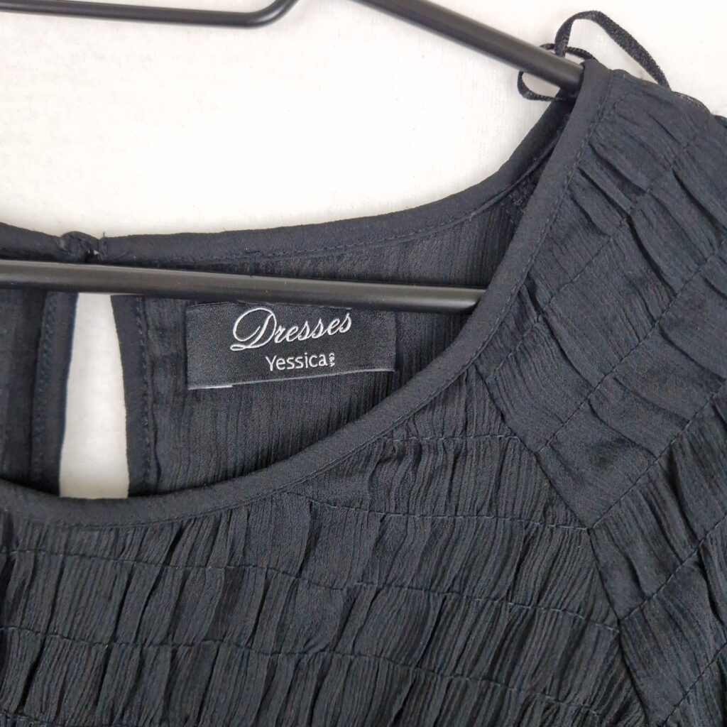 Yessica Womens Black Sheer Long Sleeve Smocked Dress Size 44