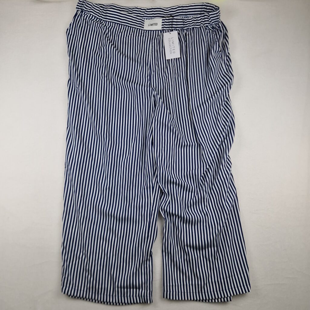 Limited Womens Blue White Striped Wide Leg Trousers Size 54