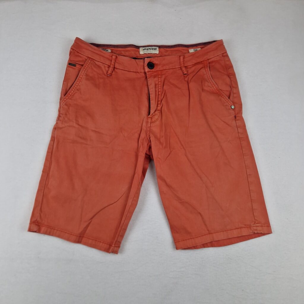No Excess Mens Orange Cotton Stretch Chino Shorts Size W34 Summer Casual