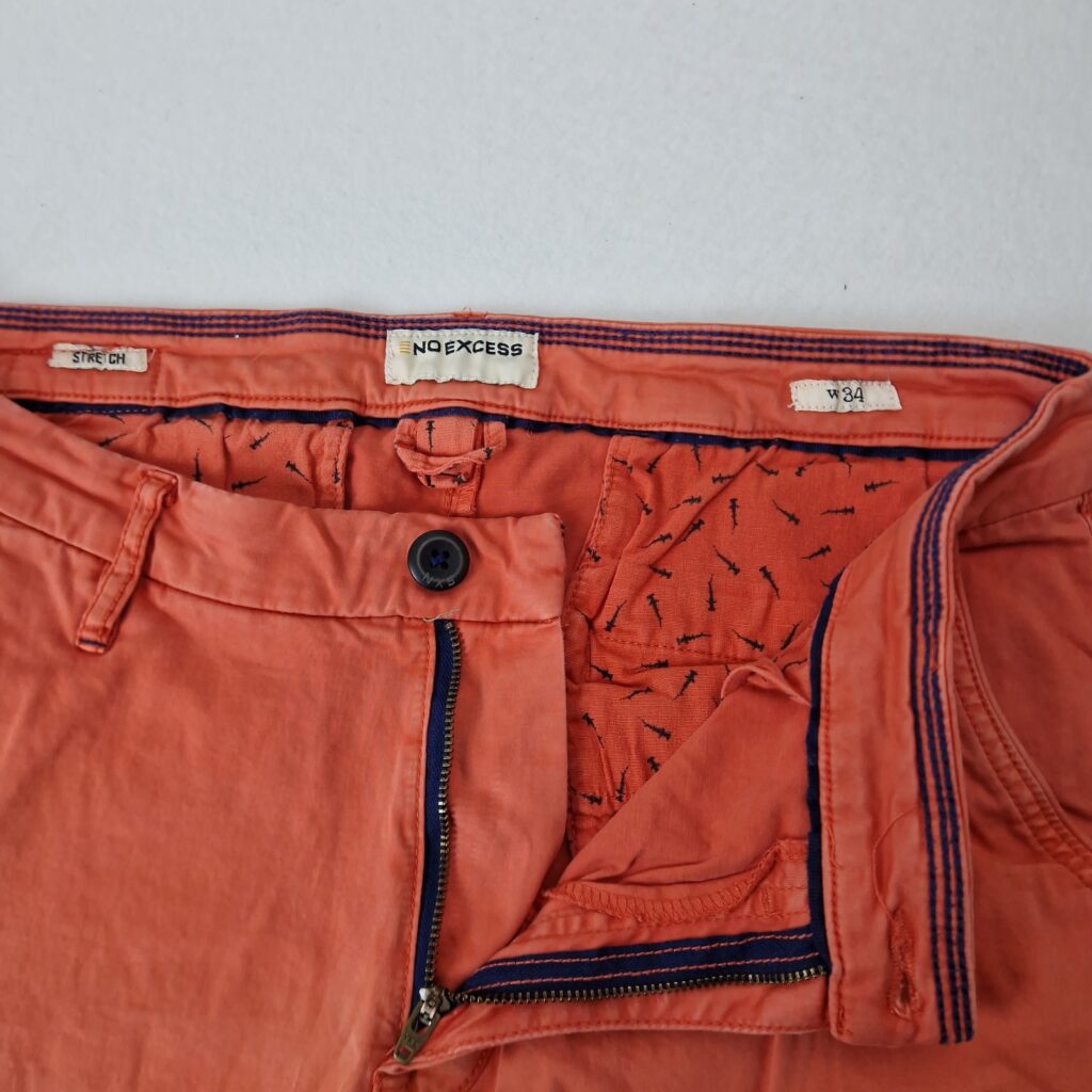 No Excess Mens Orange Cotton Stretch Chino Shorts Size W34 Summer Casual
