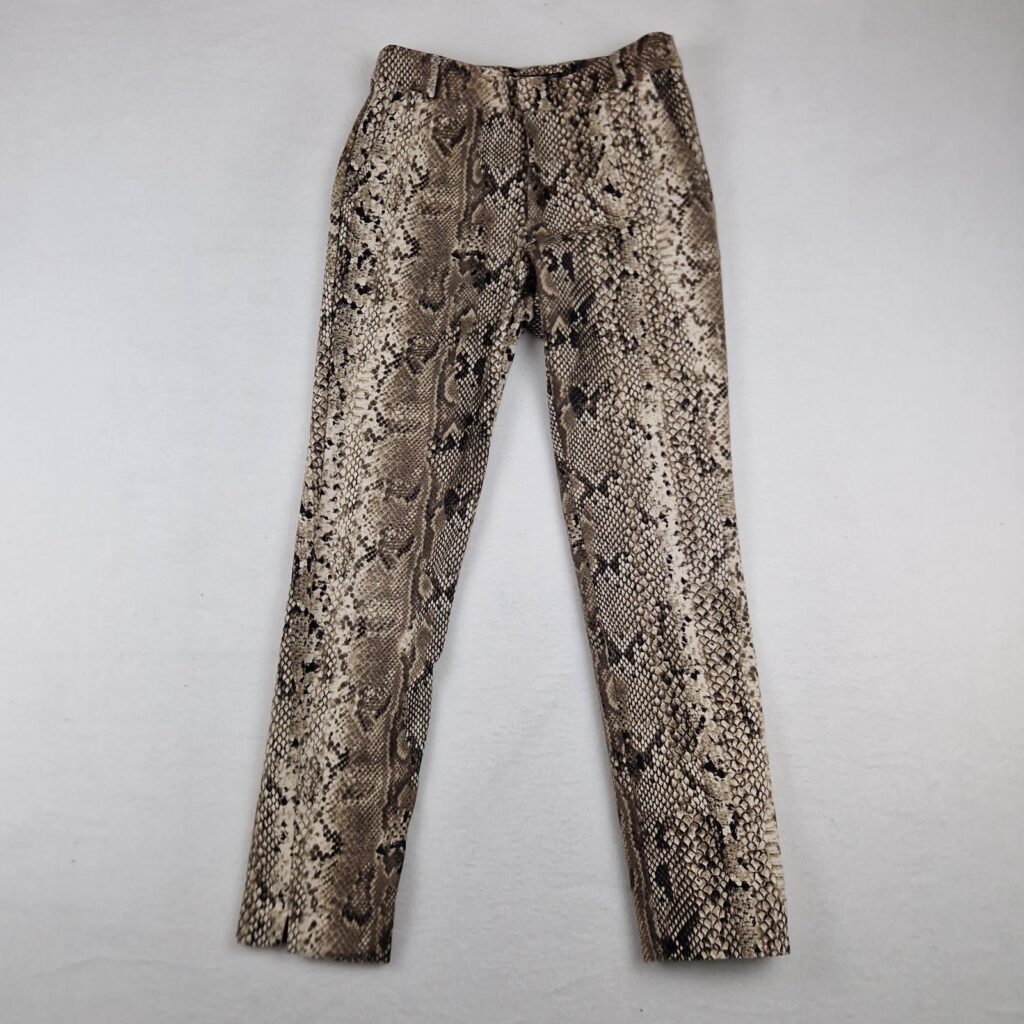 Stradivarius Womens Brown Snake Print Slim Leg Stretch Trousers Size 32
