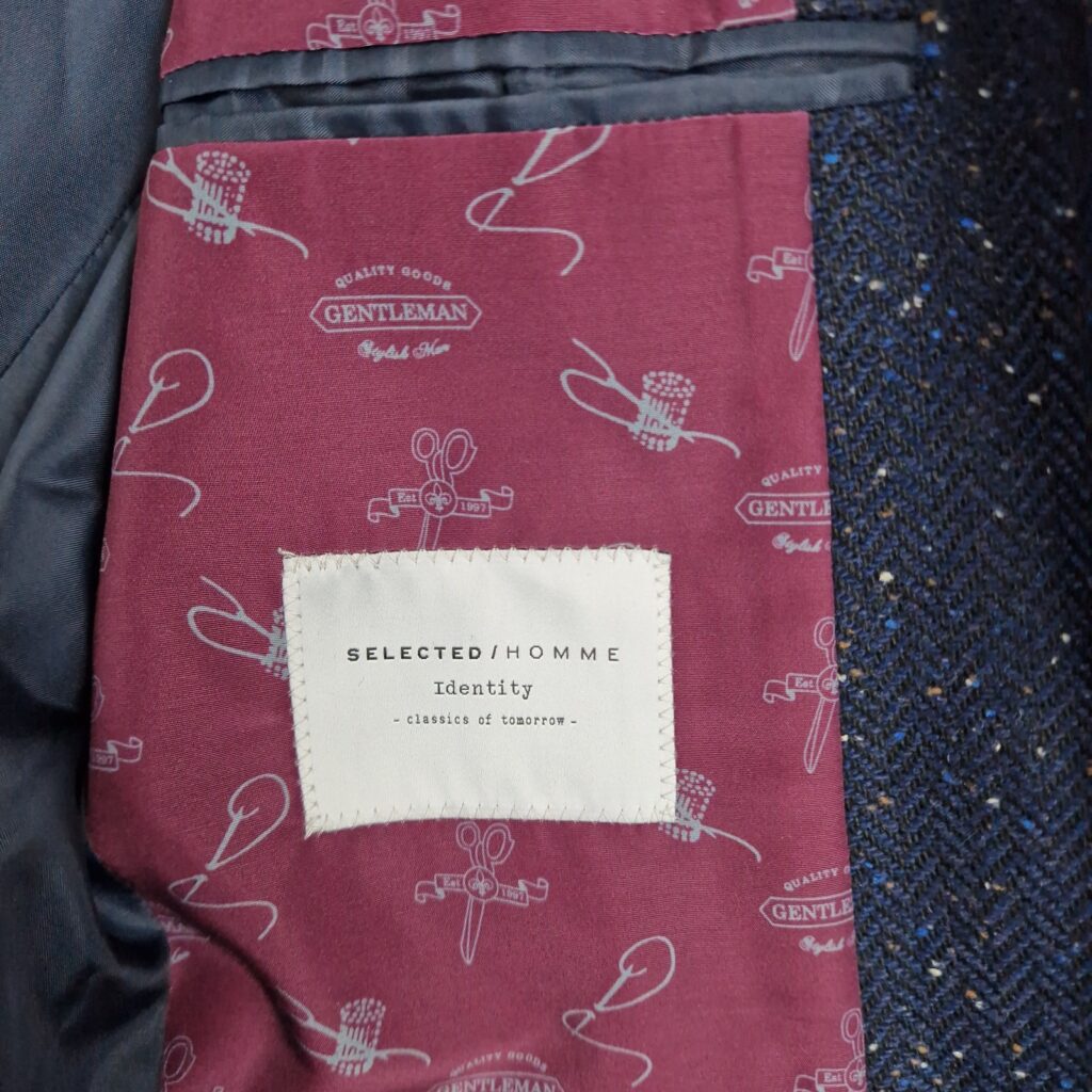 Selected Homme Mens Navy Speckled Wool Blend Tailored Blazer Jacket Size 48