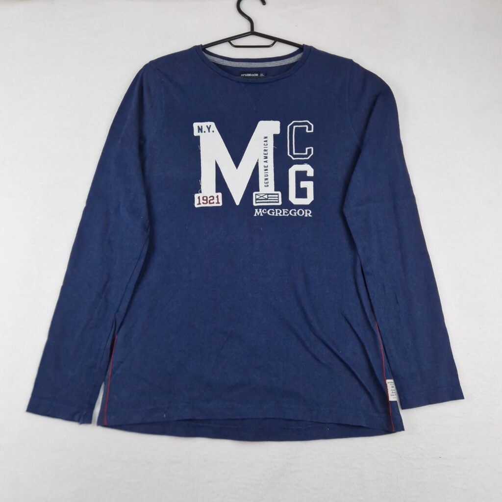 McGregor Mens Blue Cotton Graphic Logo Long Sleeve Shirt Size L