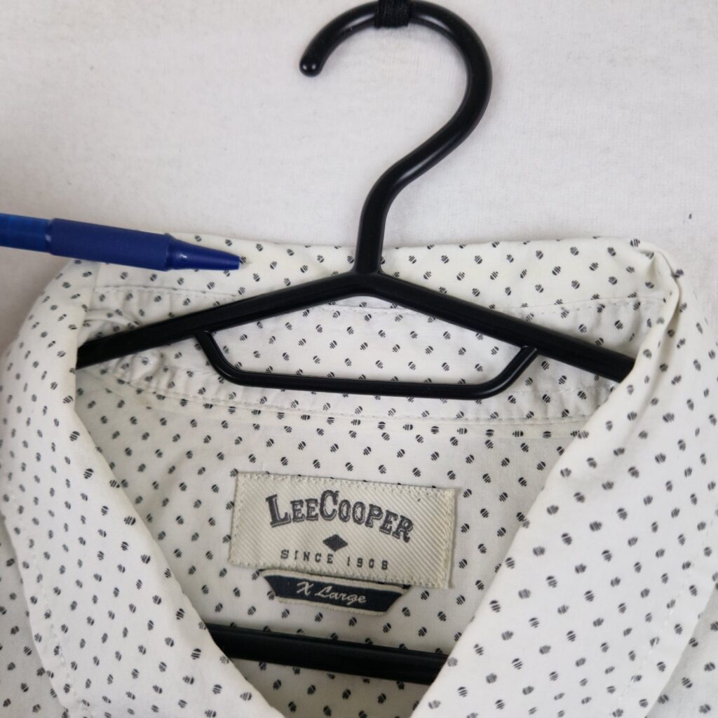 Lee Cooper Mens White Cotton Polka Dot Long Sleeve Button Up Shirt Size XL