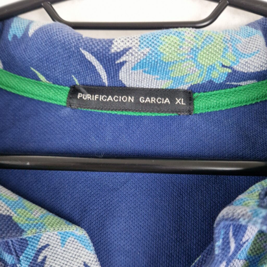 Purificacion Garcia Mens Blue Floral Cotton Short Sleeve Polo Shirt Size XL