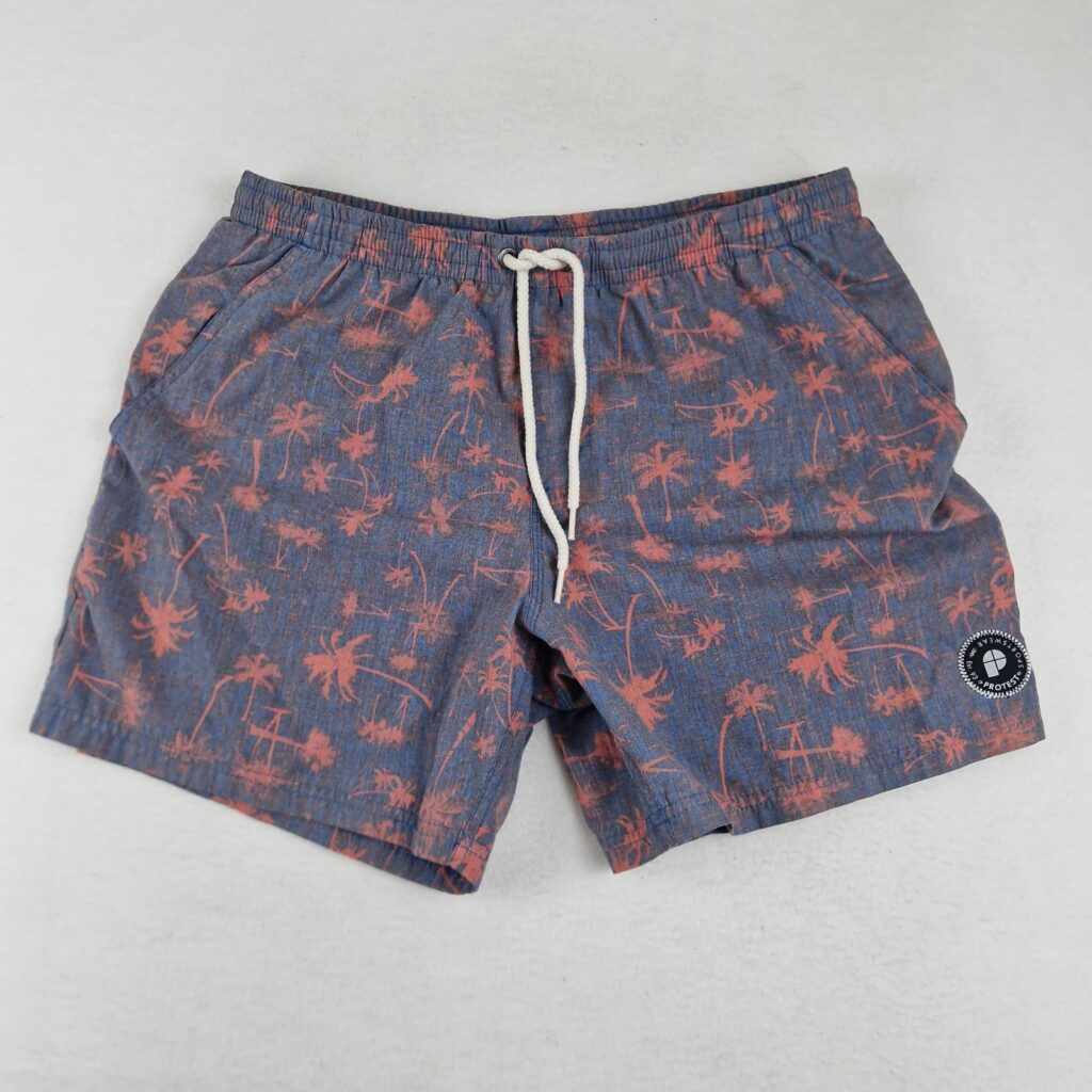 Protest Mens Blue Coral Palm Print Mesh Lined Swim Shorts Size L Beach