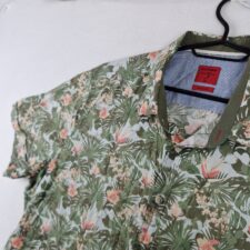 Olymp Mens Green Floral Cotton Tropical Short Sleeve Button Up Shirt Size XL