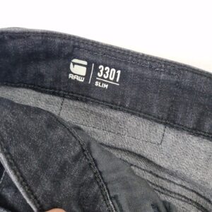 G Star Raw Mens 3301 Slim Denim Shorts Size W33 Dark Blue Rolled Hem