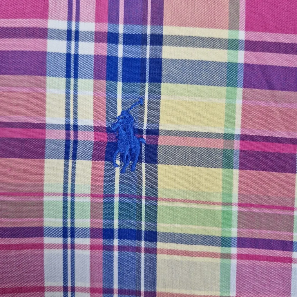 Ralph Lauren Shirt Men’s Multicolor Checkered Short Sleeve Custom Fit Size S